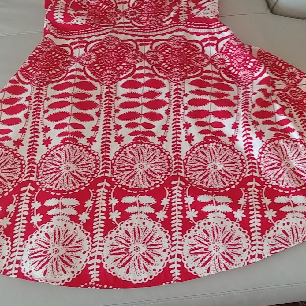 Breakin' Loose Red Print on White Dress Sz 10 - Picture 4 of 9
